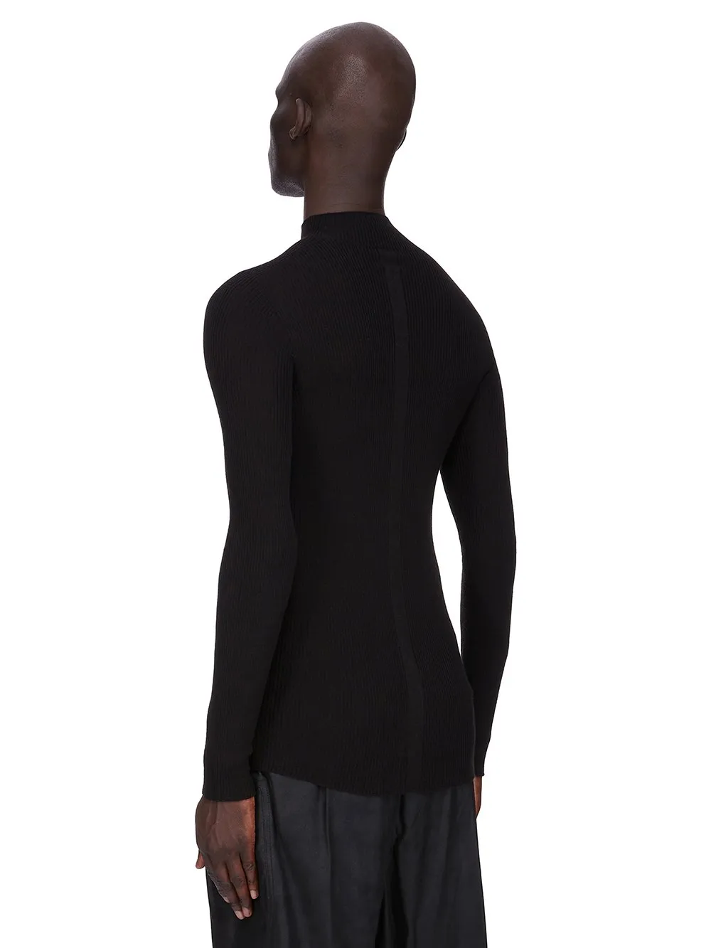 Rick Owens Concordians Ribbed Lupetto In Black Ribbed Knit
