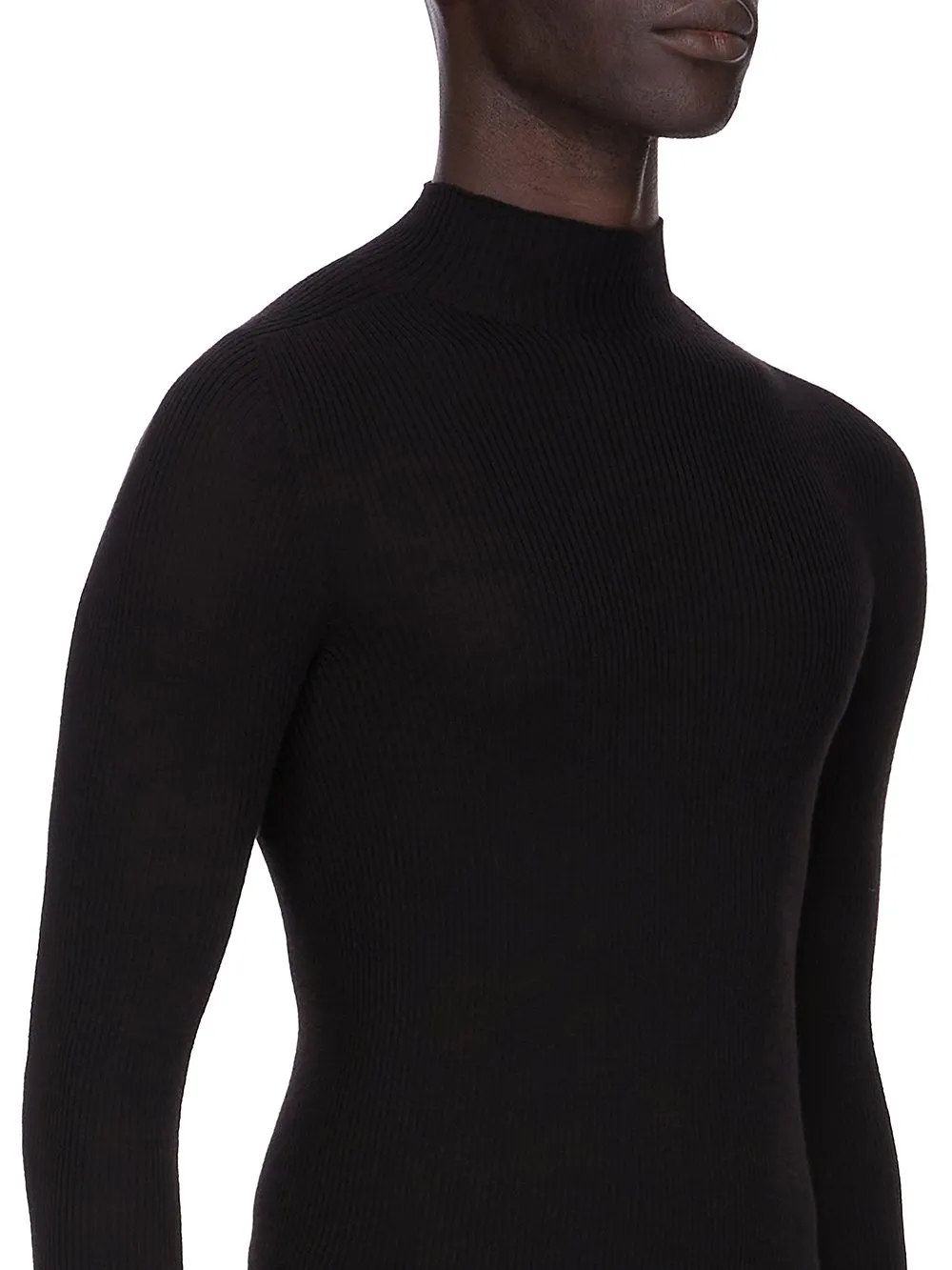 Rick Owens Concordians Ribbed Lupetto In Black Ribbed Knit