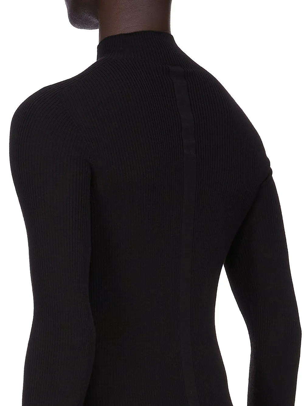 Rick Owens Concordians Ribbed Lupetto In Black Ribbed Knit