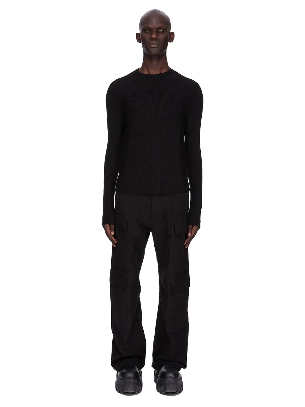 Rick Owens Concordians Ribbed Geo In Black Ribbed Knit