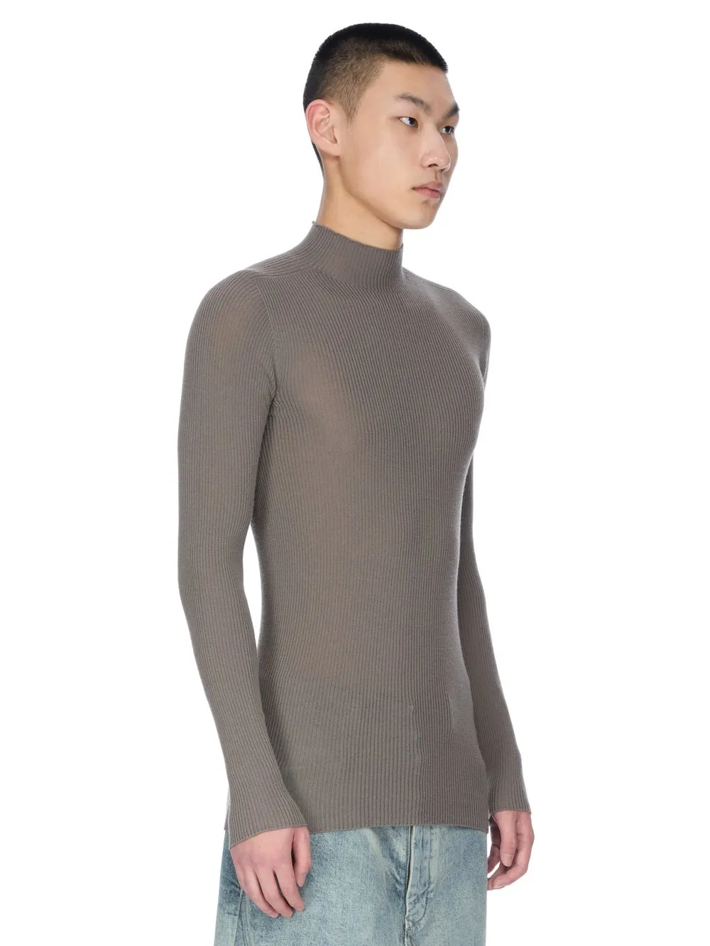 Rick Owens Concordians Ribbed Lupetto In Dust Ribbed Knit