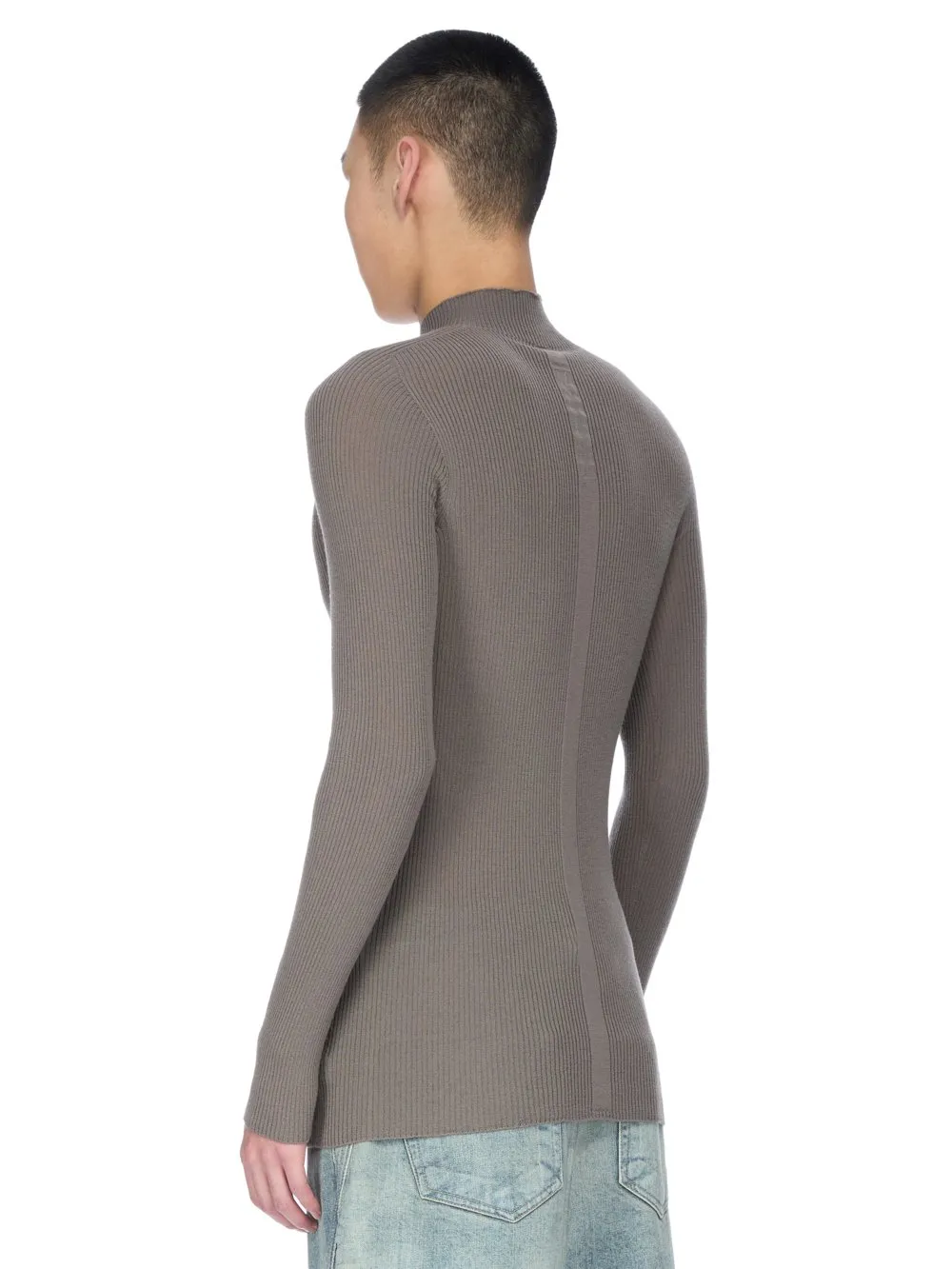 Rick Owens Concordians Ribbed Lupetto In Dust Ribbed Knit
