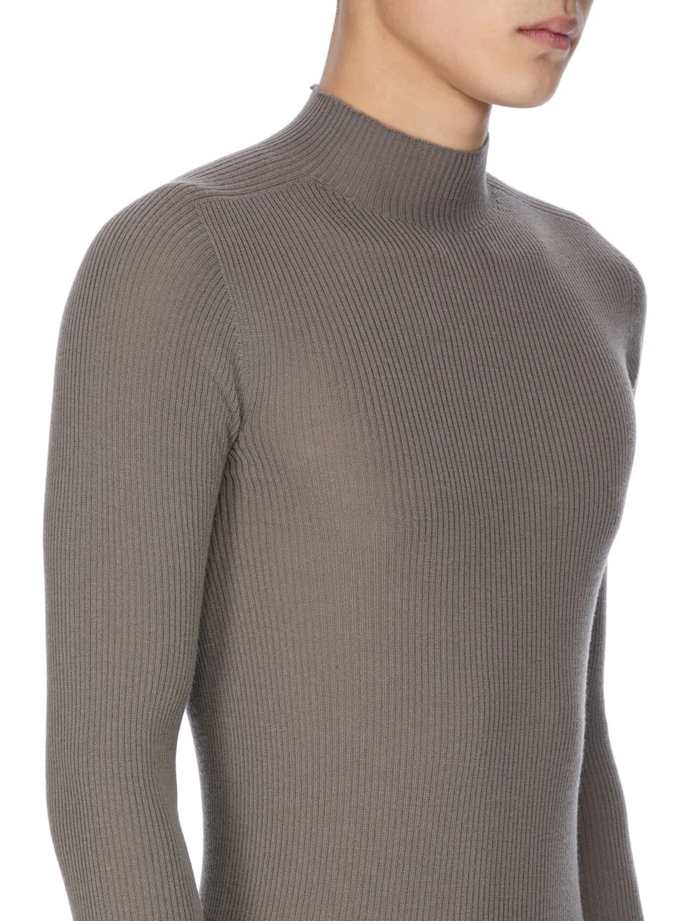 Rick Owens Concordians Ribbed Lupetto In Dust Ribbed Knit