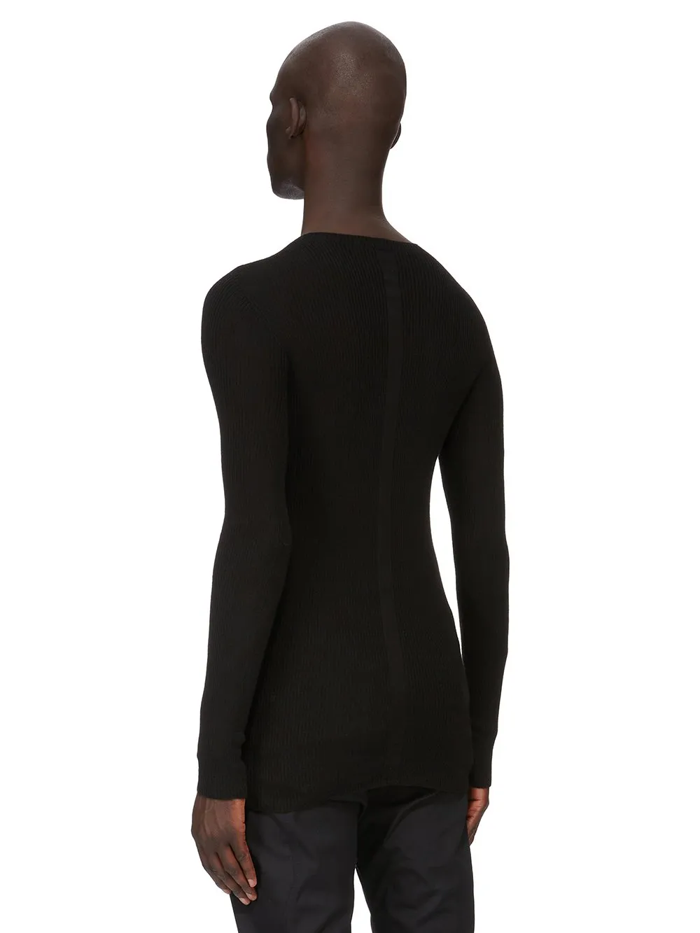 Rick Owens Concordians Ribbed Round Neck In Black Ribbed Knit