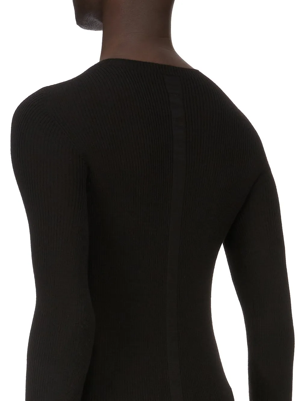 Rick Owens Concordians Ribbed Round Neck In Black Ribbed Knit