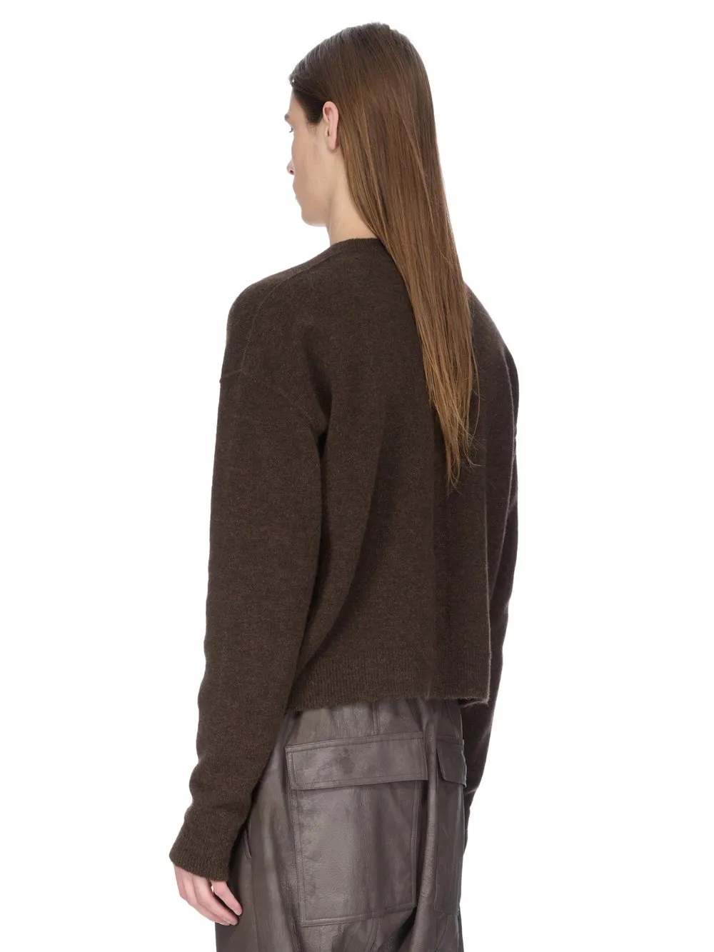 Rick Owens Concordians Tommy V Neck In Brown Alpaca Knit