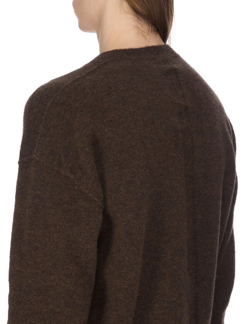 Rick Owens Concordians Tommy V Neck In Brown Alpaca Knit
