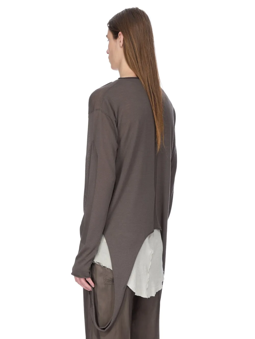 Rick Owens Concordians Slashed Pull In Darkdust Lightweight Rasato Knit