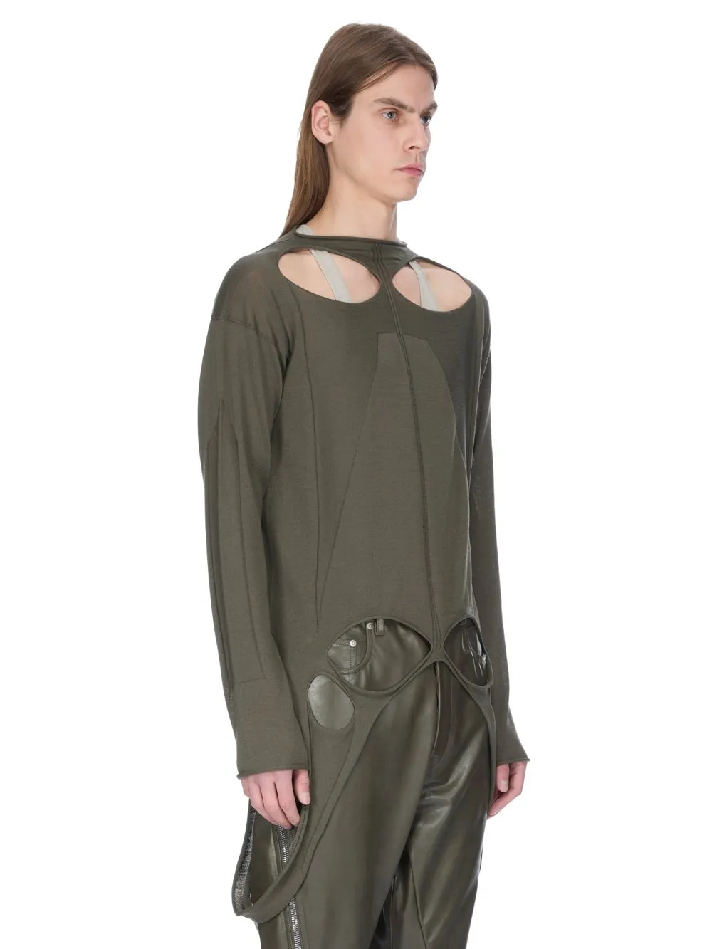 Rick Owens Concordians Slashed Pull In Bosco Lightweight Rasato Knit