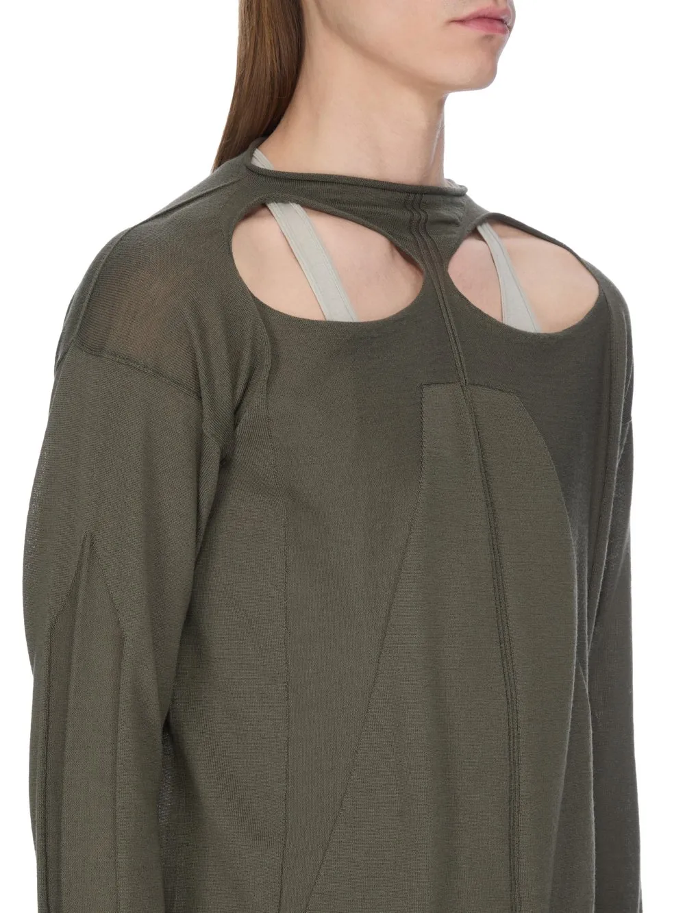 Rick Owens Concordians Slashed Pull In Bosco Lightweight Rasato Knit