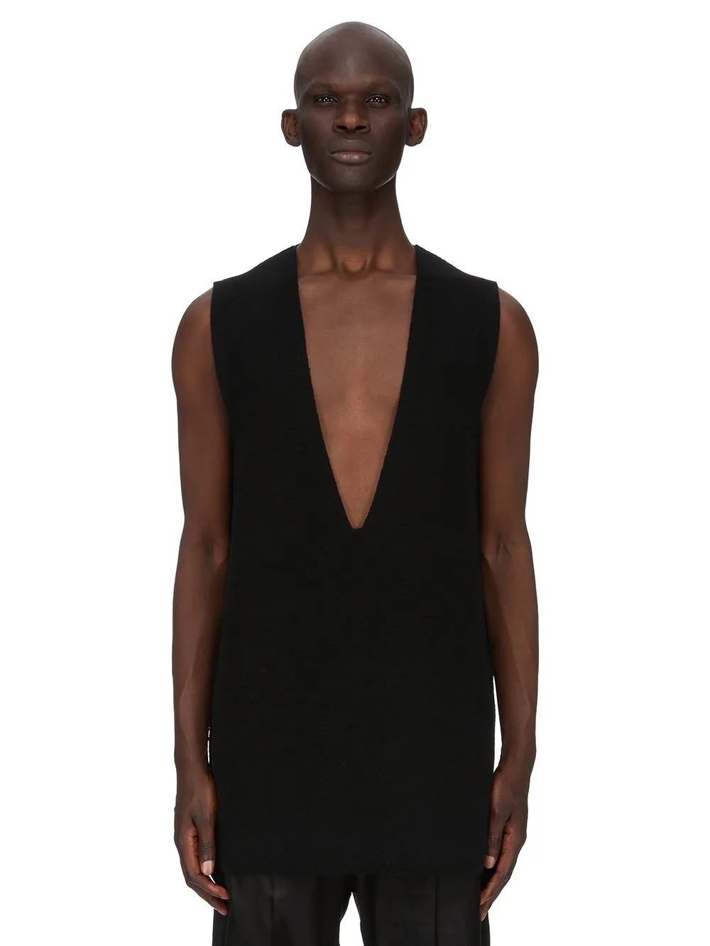 Rick Owens Concordians V Tank In Black Recycled Cashmere