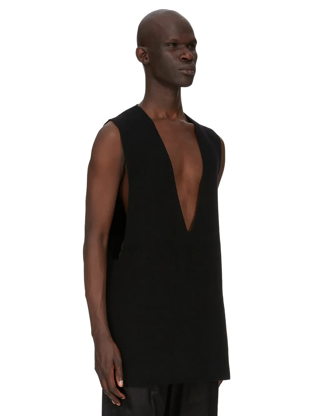 Rick Owens Concordians V Tank In Black Recycled Cashmere