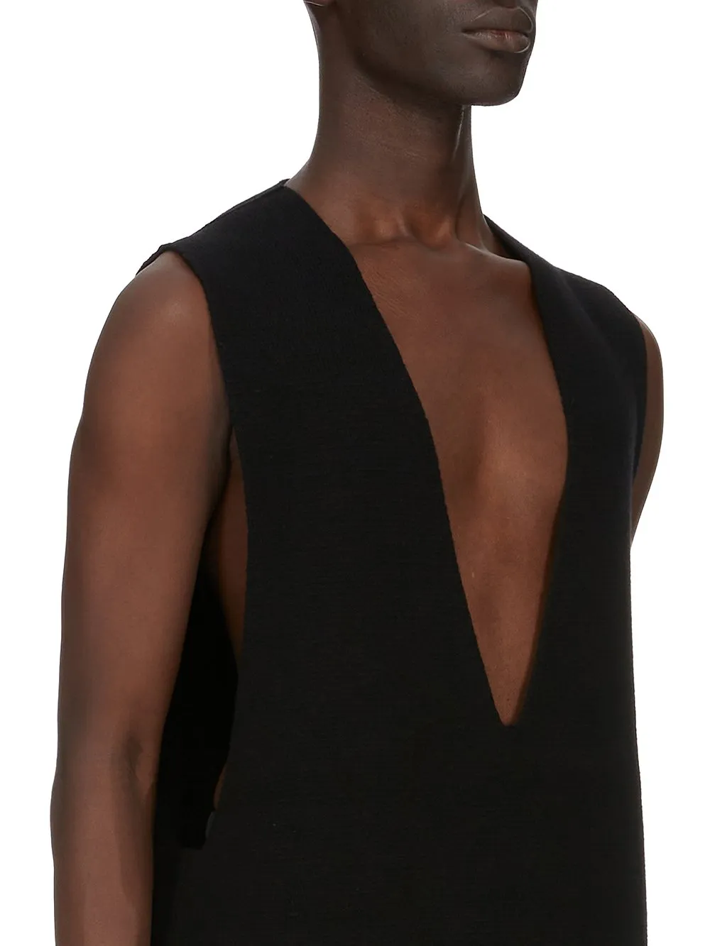 Rick Owens Concordians V Tank In Black Recycled Cashmere