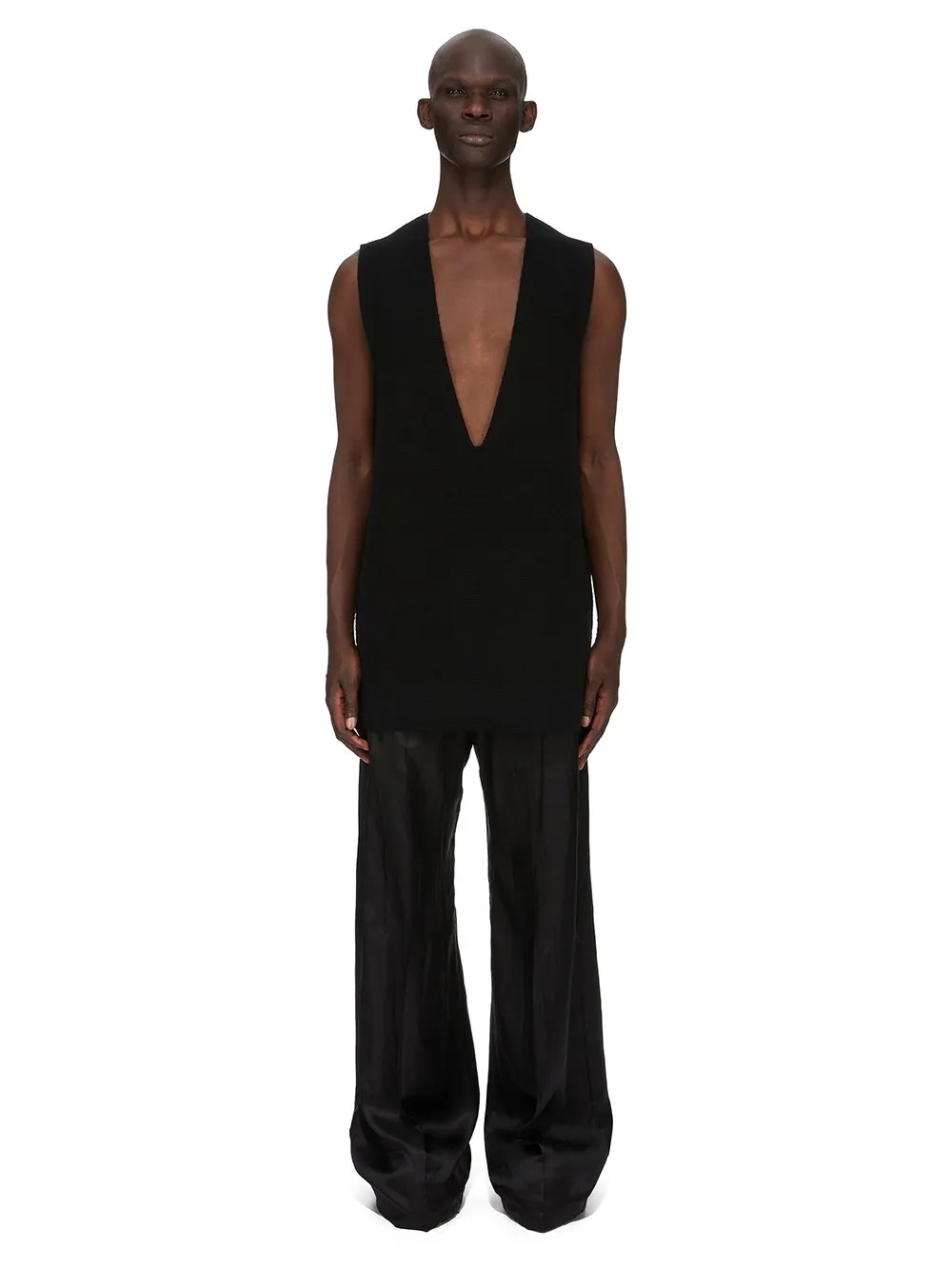 Rick Owens Concordians V Tank In Black Recycled Cashmere