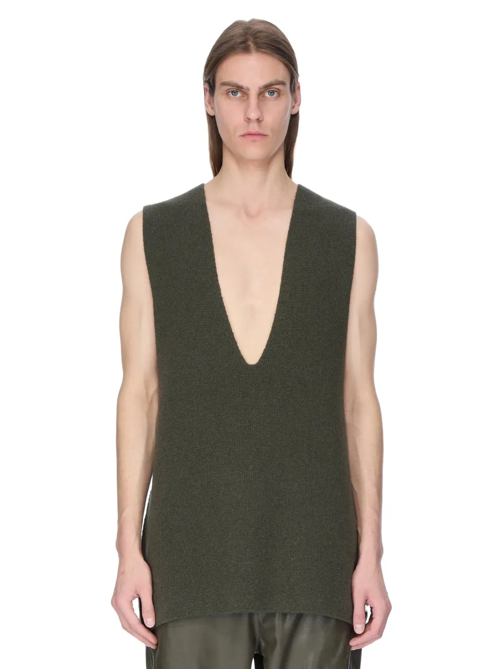 Rick Owens Concordians V Tank In Bosco Recycled Cashmere