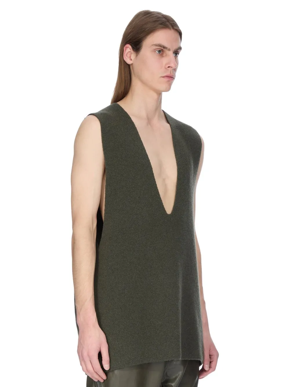 Rick Owens Concordians V Tank In Bosco Recycled Cashmere