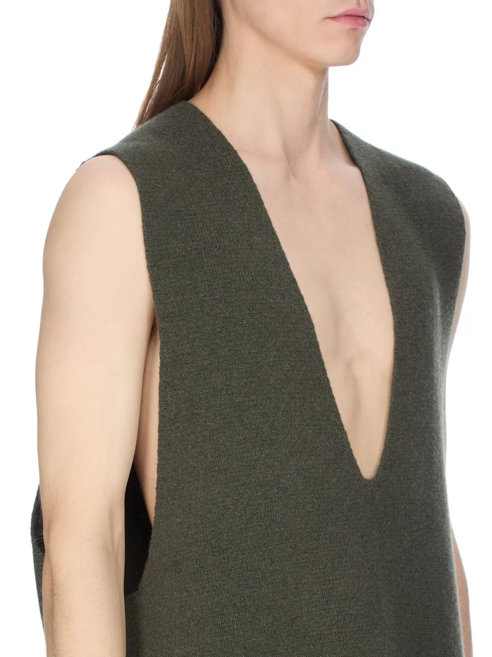 Rick Owens Concordians V Tank In Bosco Recycled Cashmere