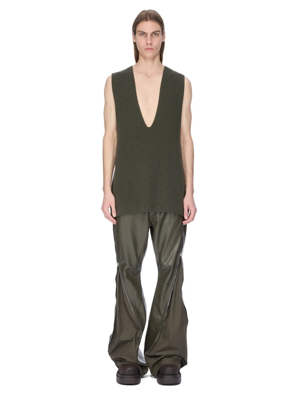 Rick Owens Concordians V Tank In Bosco Recycled Cashmere