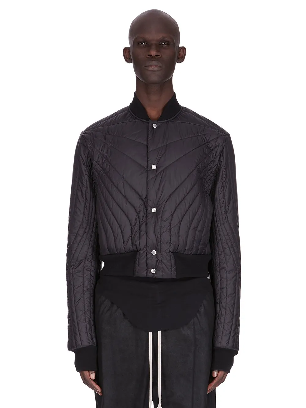 Rick Owens Concordians Quilted Flight Jkt In Black Light Nylon.