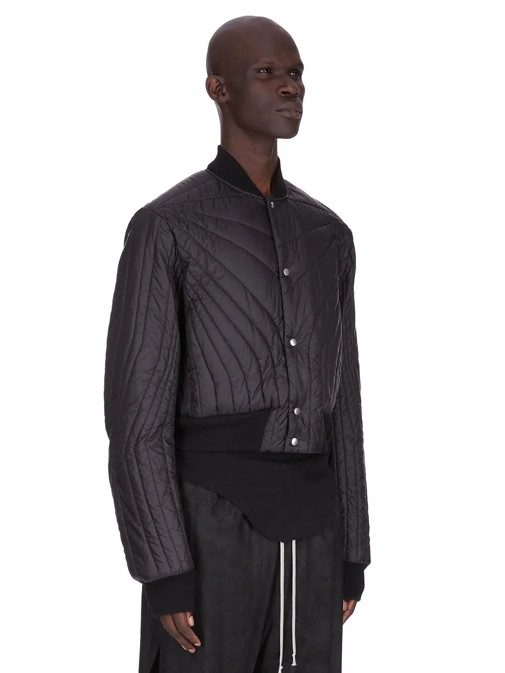 Rick Owens Concordians Quilted Flight Jkt In Black Light Nylon.