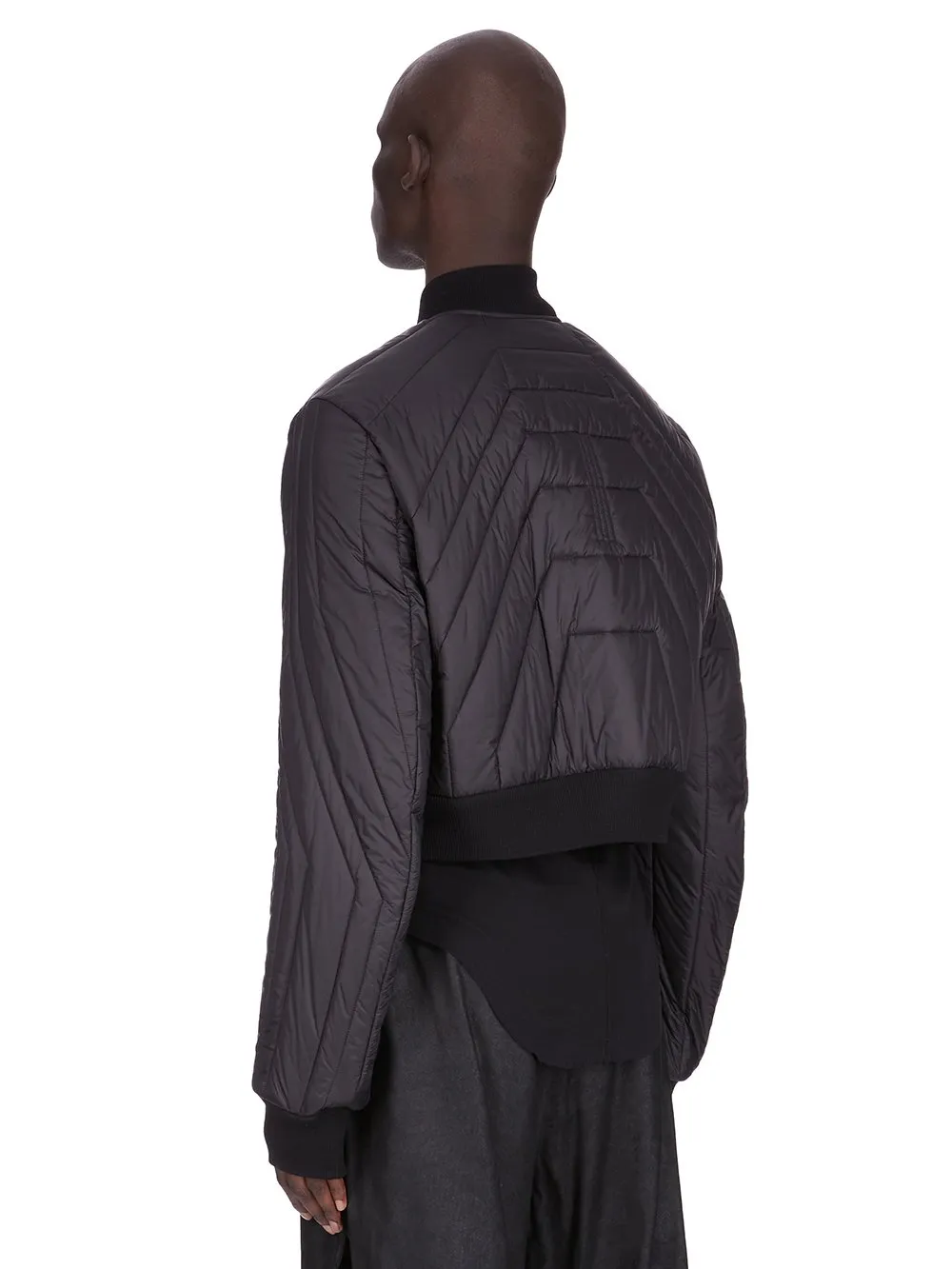 Rick Owens Concordians Quilted Flight Jkt In Black Light Nylon.