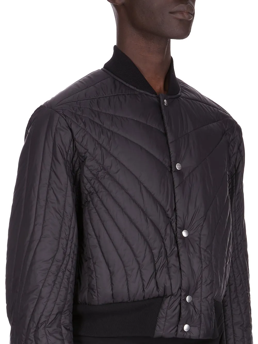 Rick Owens Concordians Quilted Flight Jkt In Black Light Nylon.