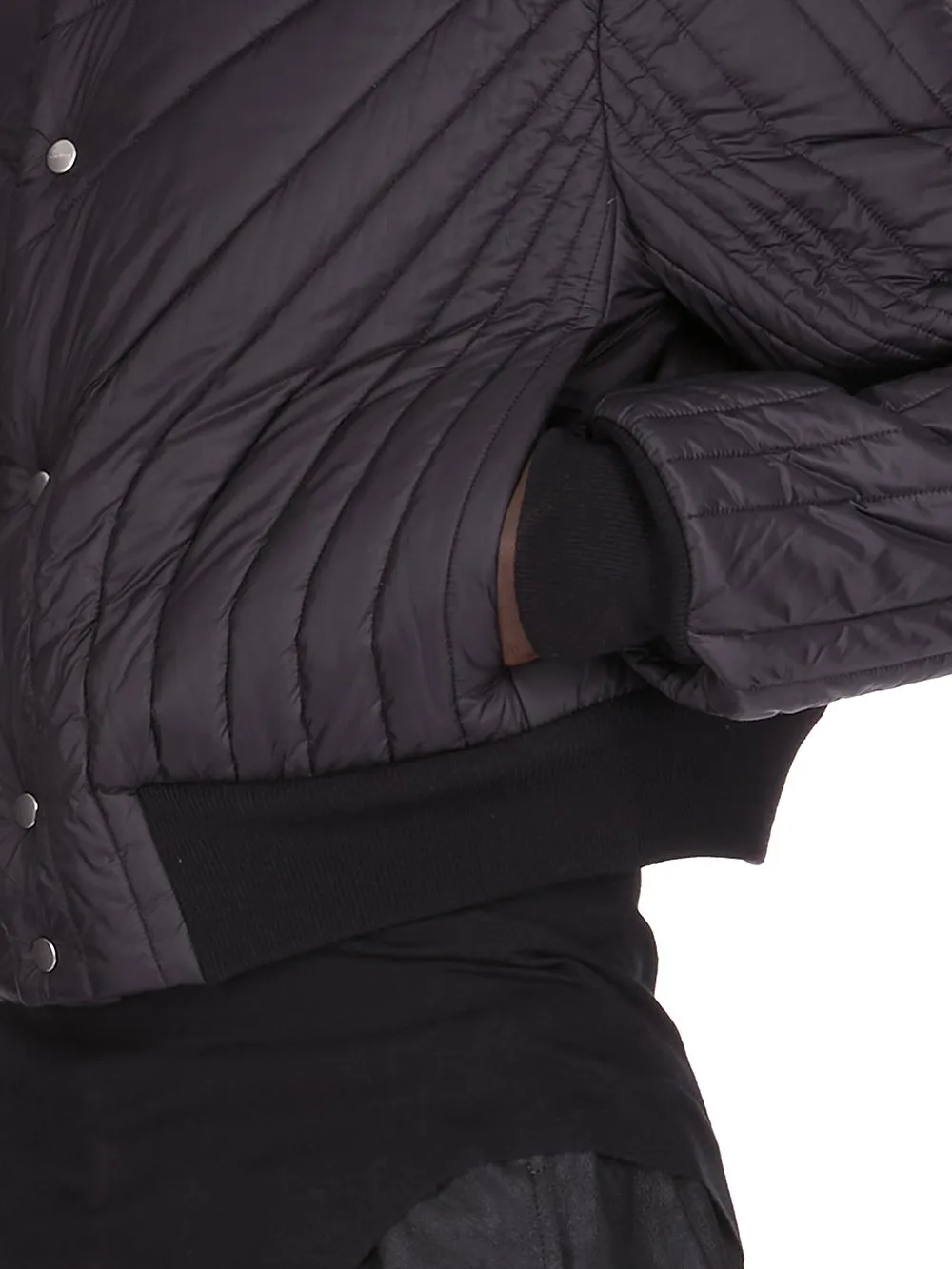 Rick Owens Concordians Quilted Flight Jkt In Black Light Nylon.