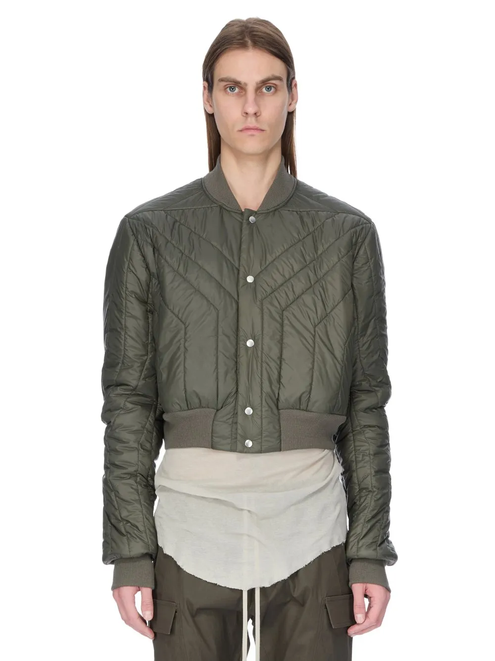 Rick Owens Concordians Quilted Flight Jkt In Bosco Light Nylon.