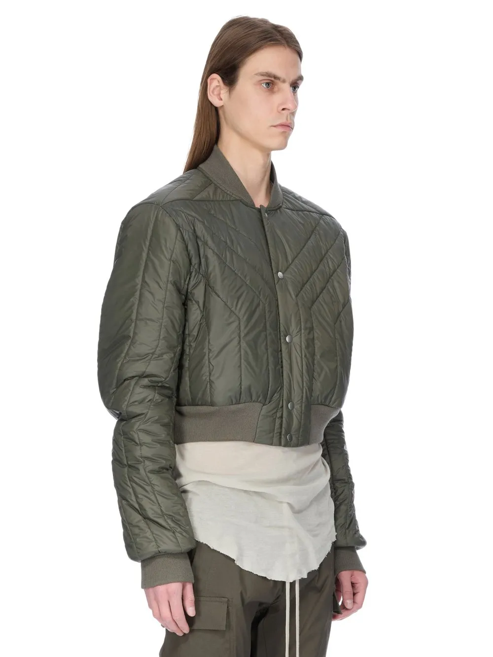 Rick Owens Concordians Quilted Flight Jkt In Bosco Light Nylon.