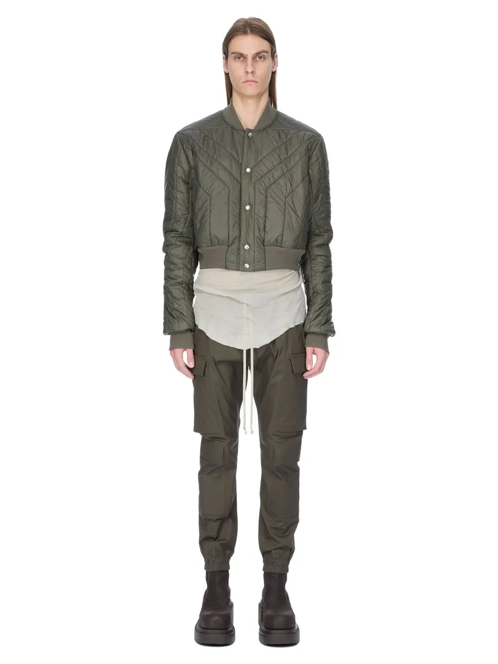 Rick Owens Concordians Quilted Flight Jkt In Bosco Light Nylon.