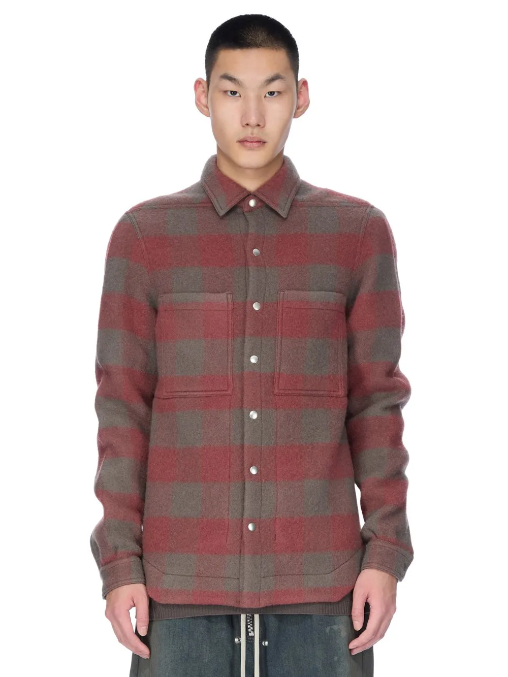 Rick Owens Concordians Outershirt In Rosewood Plaid Jumbo Plaid