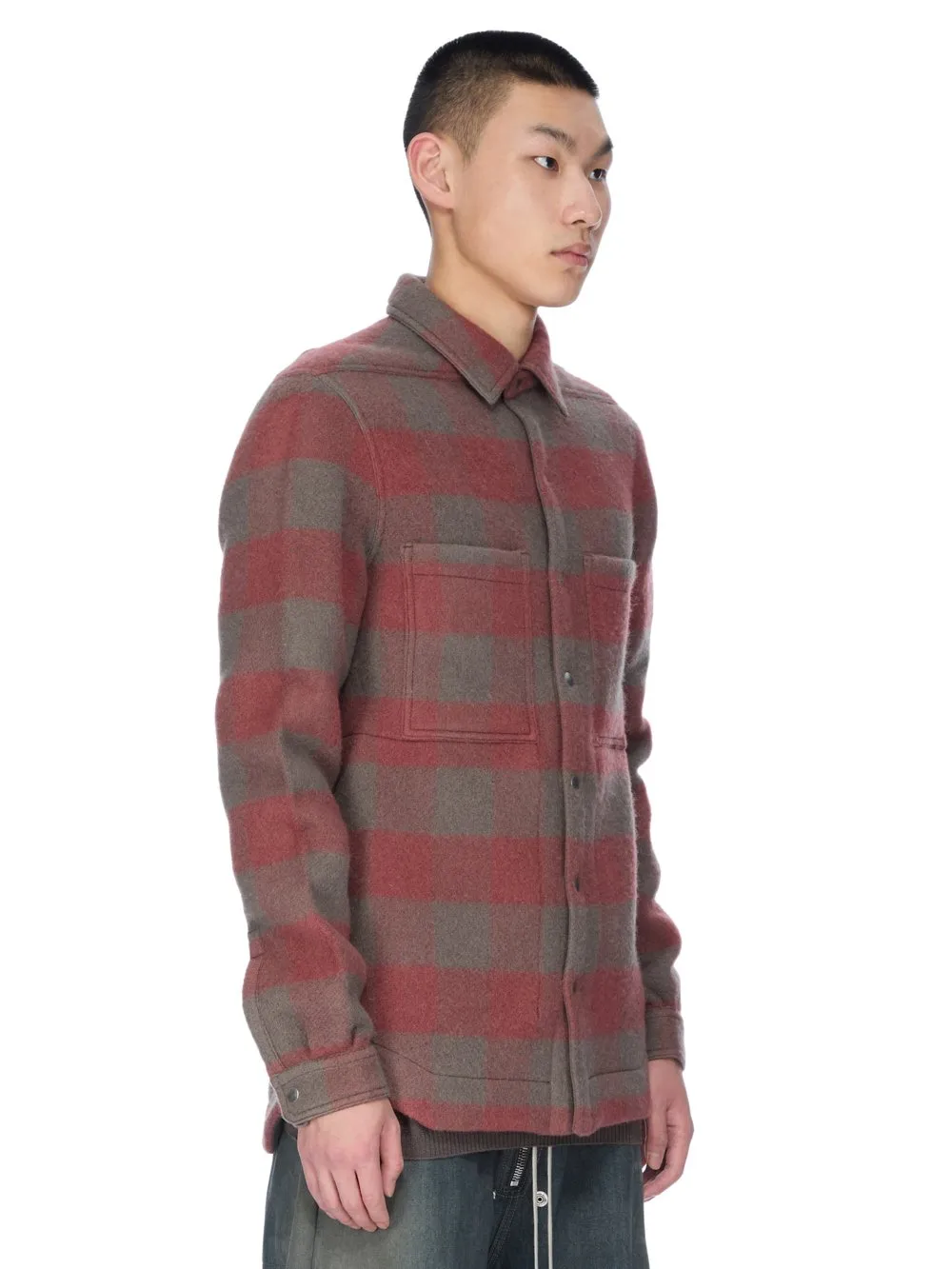 Rick Owens Concordians Outershirt In Rosewood Plaid Jumbo Plaid