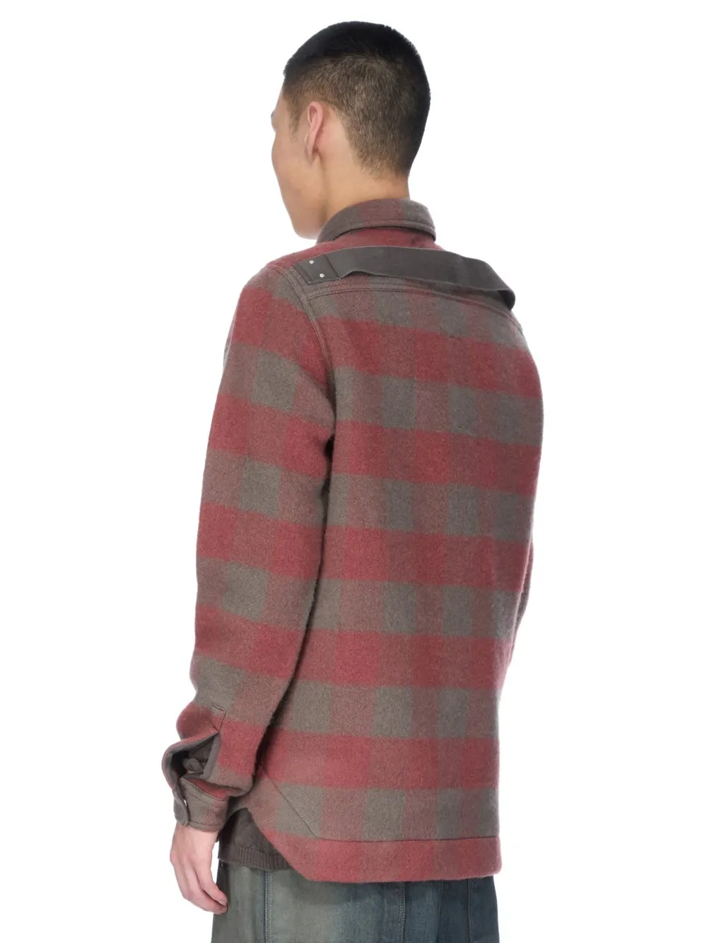 Rick Owens Concordians Outershirt In Rosewood Plaid Jumbo Plaid