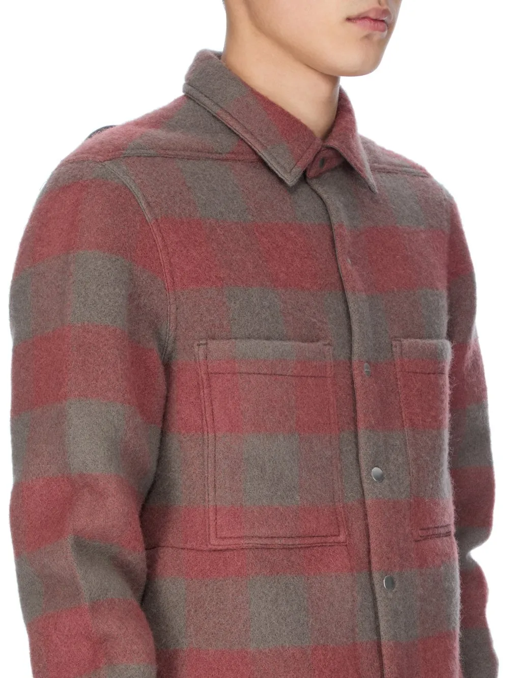 Rick Owens Concordians Outershirt In Rosewood Plaid Jumbo Plaid