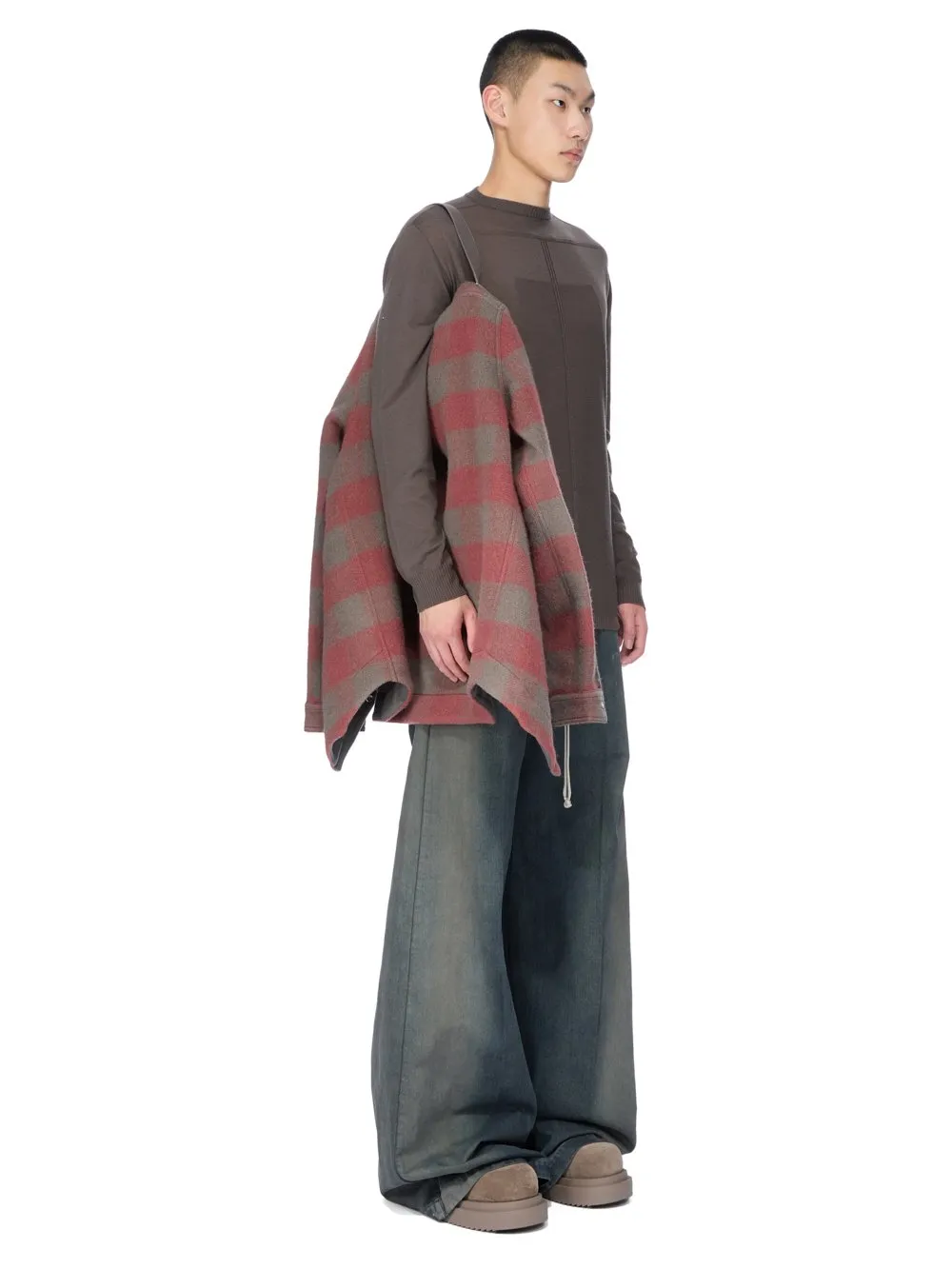 Rick Owens Concordians Outershirt In Rosewood Plaid Jumbo Plaid