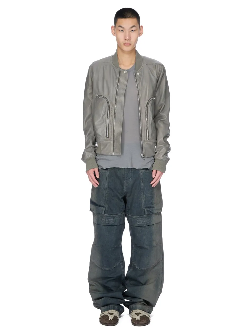 Rick Owens Concordians Bauhaus Flight In Washed Indigo Waxy Lamb Leather