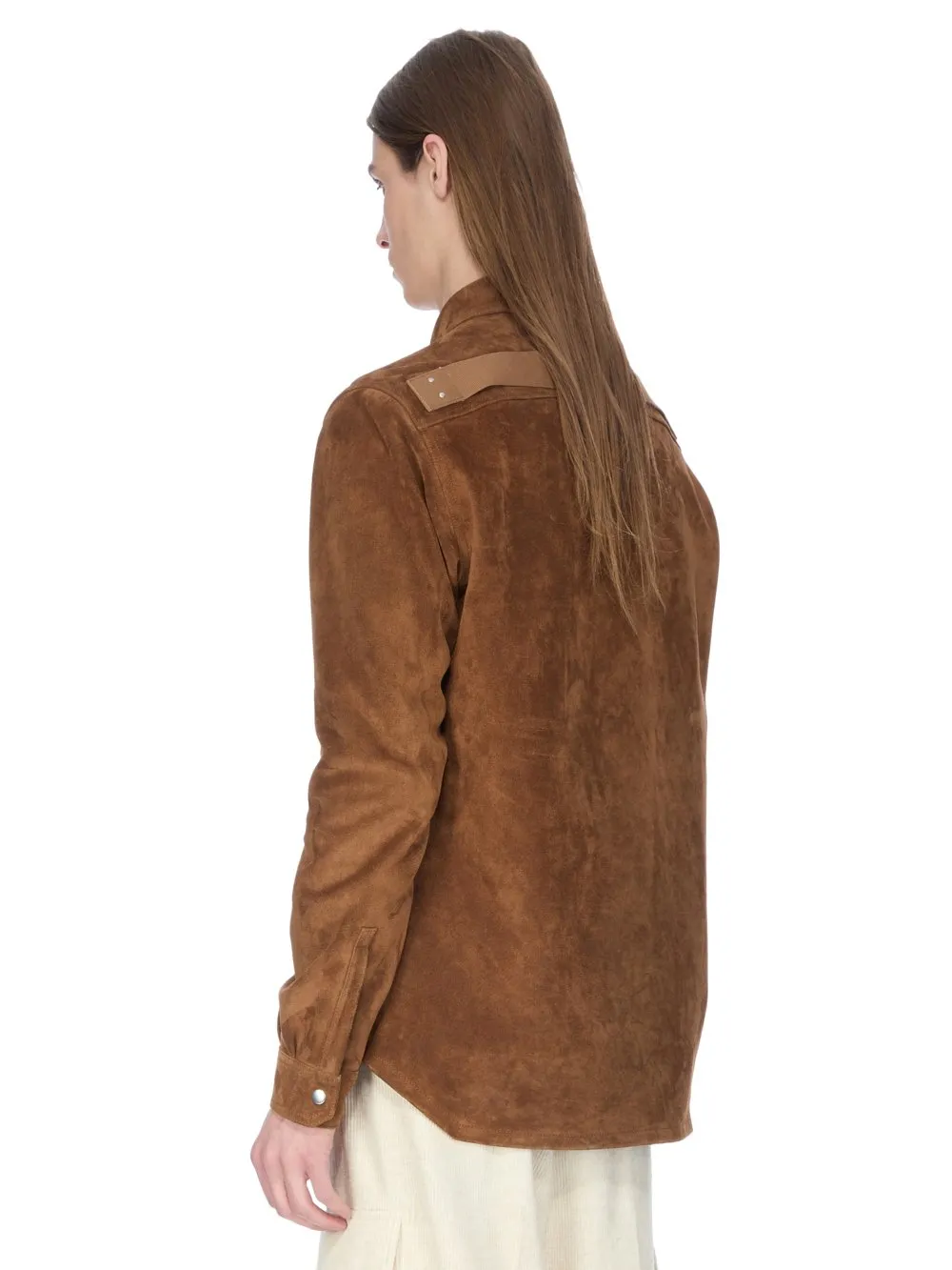 Rick Owens Concordians Outershirt In Chestnut Suede Leather