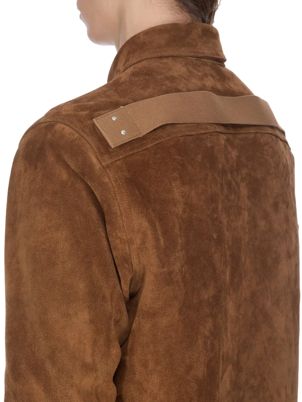 Rick Owens Concordians Outershirt In Chestnut Suede Leather