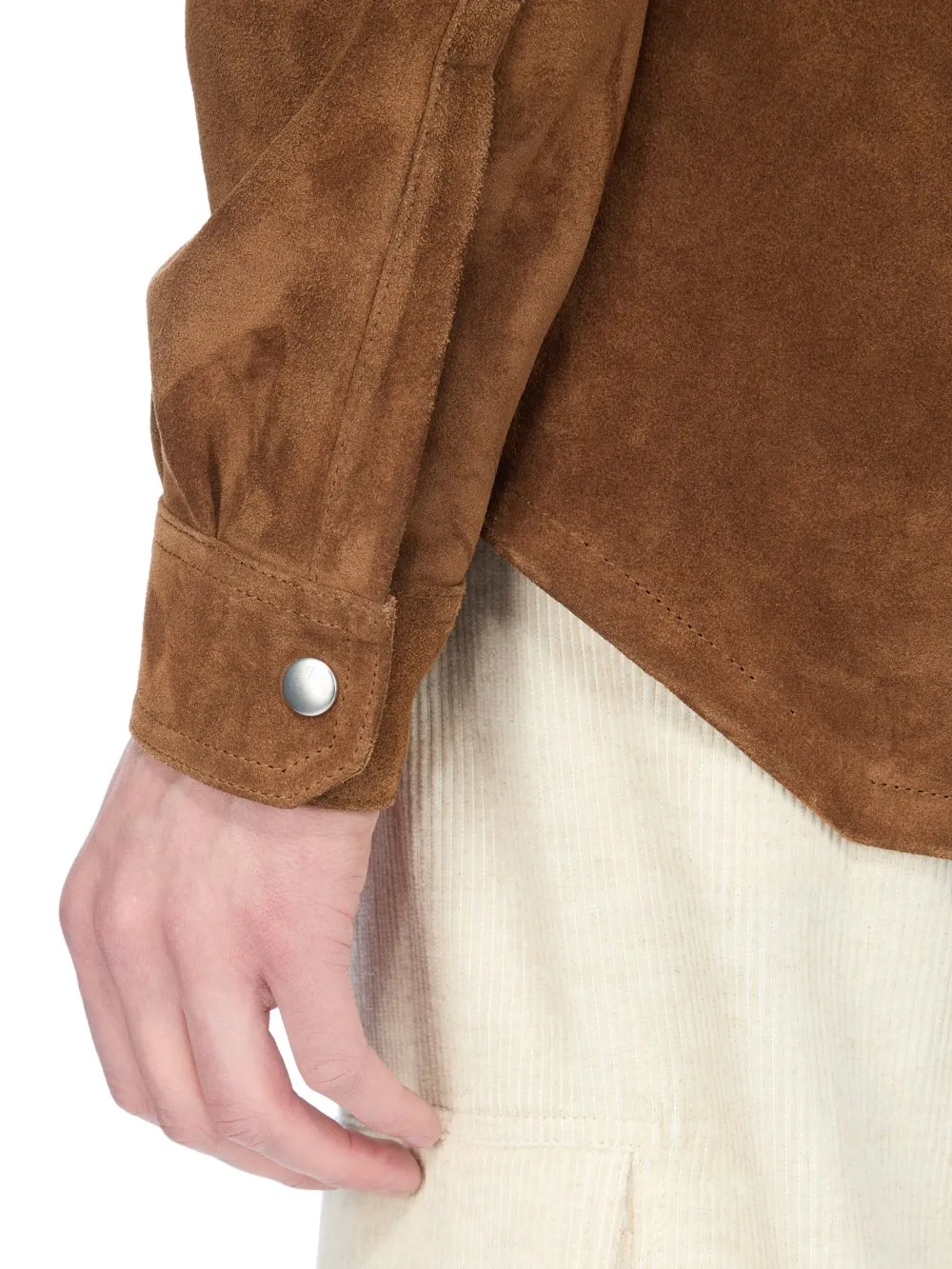 Rick Owens Concordians Outershirt In Chestnut Suede Leather