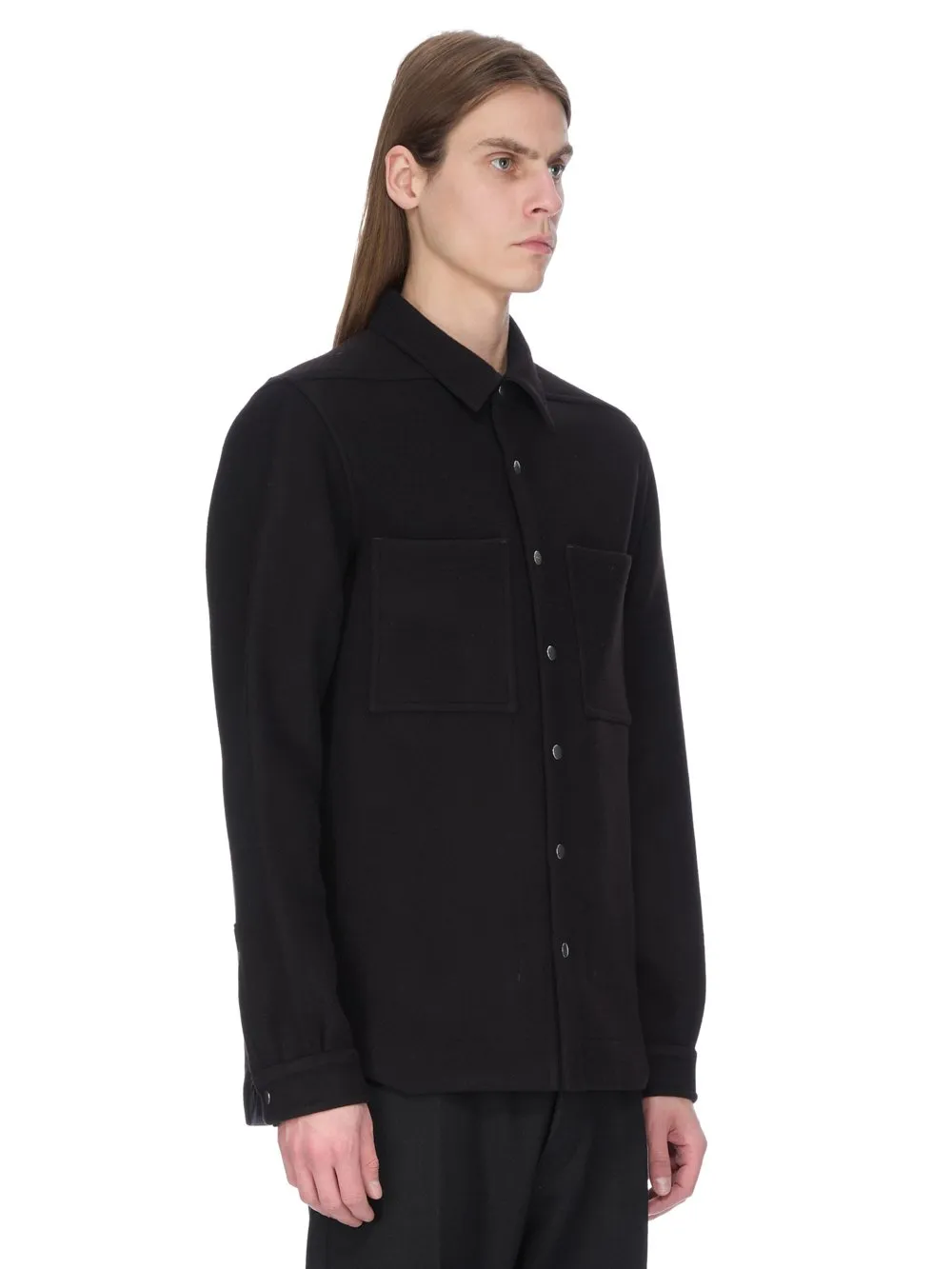 Rick Owens Concordians Outershirt In Black Melton
