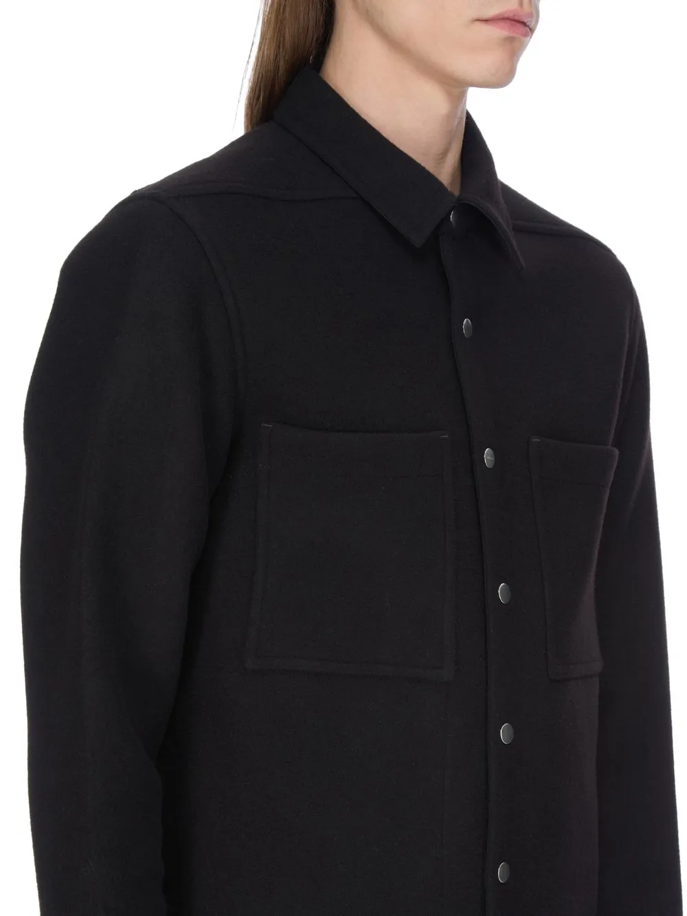 Rick Owens Concordians Outershirt In Black Melton