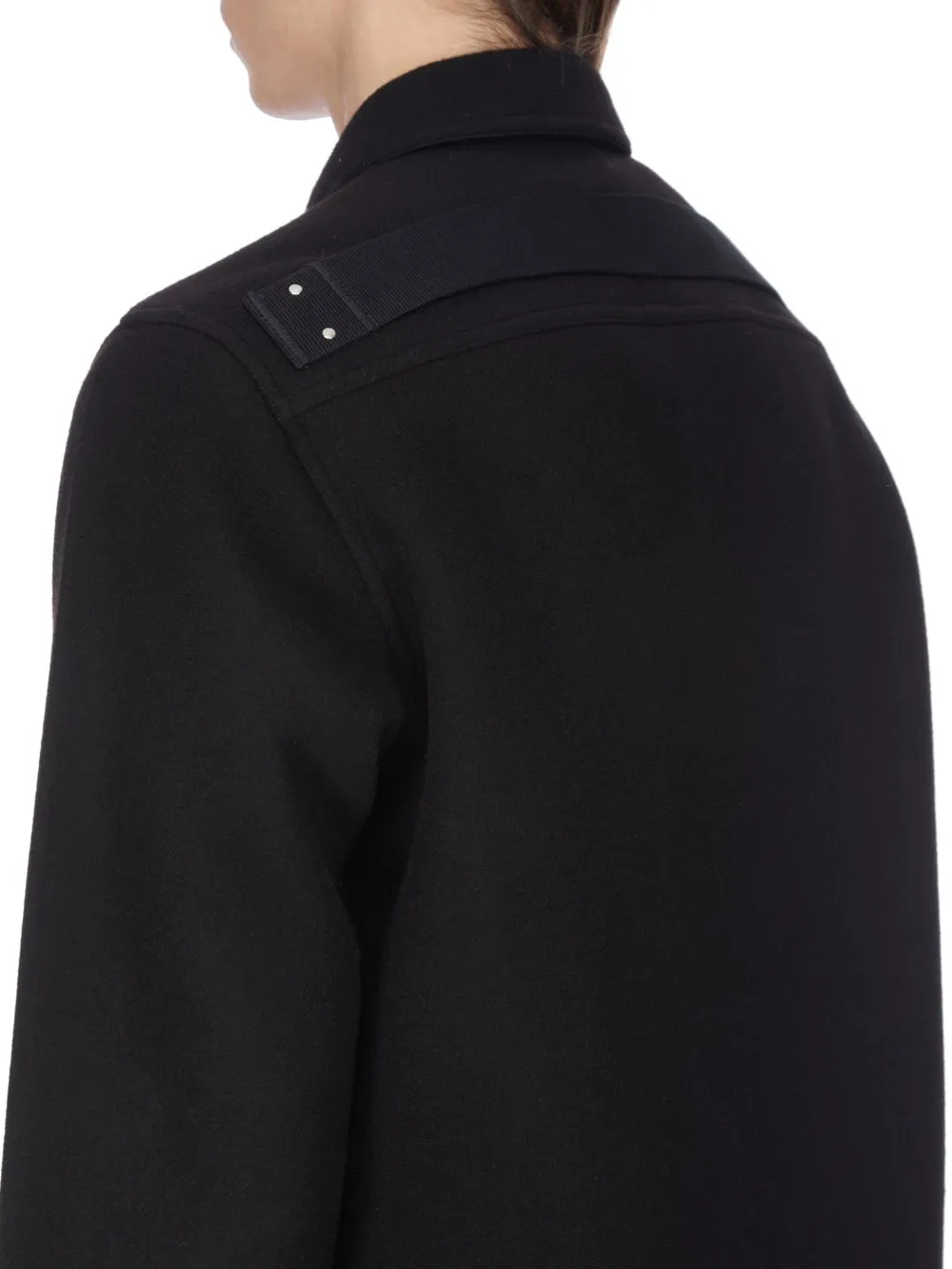 Rick Owens Concordians Outershirt In Black Melton