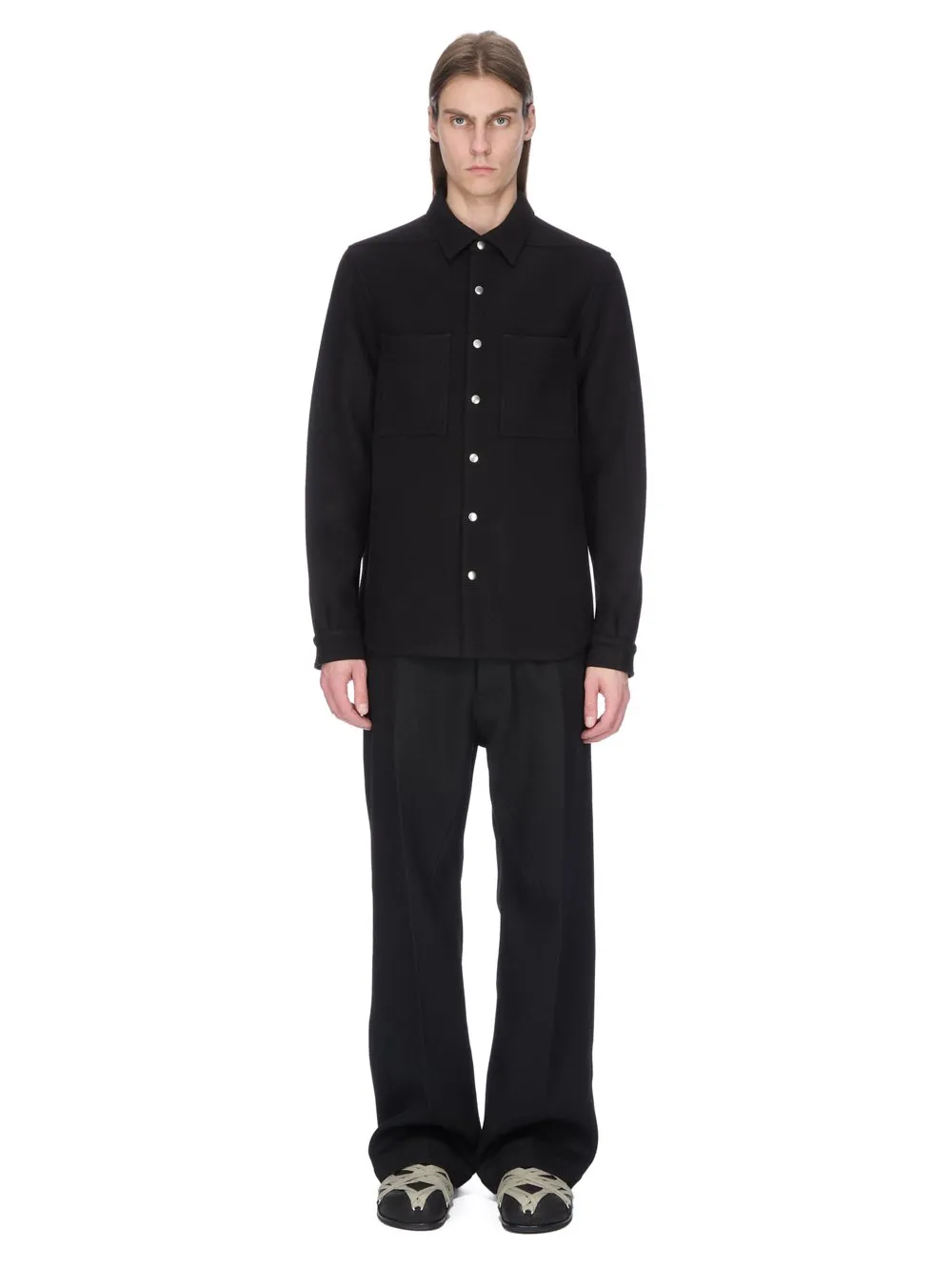 Rick Owens Concordians Outershirt In Black Melton
