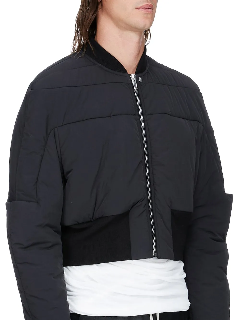 Rick Owens Concordians Girdered Bomber In Black Matte Nylon