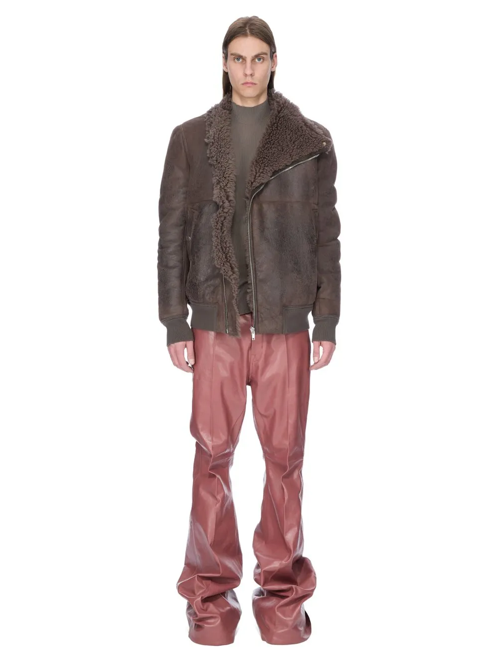 Rick Owens Concordians Hollywood Flight In Darkdust Curly Shearling