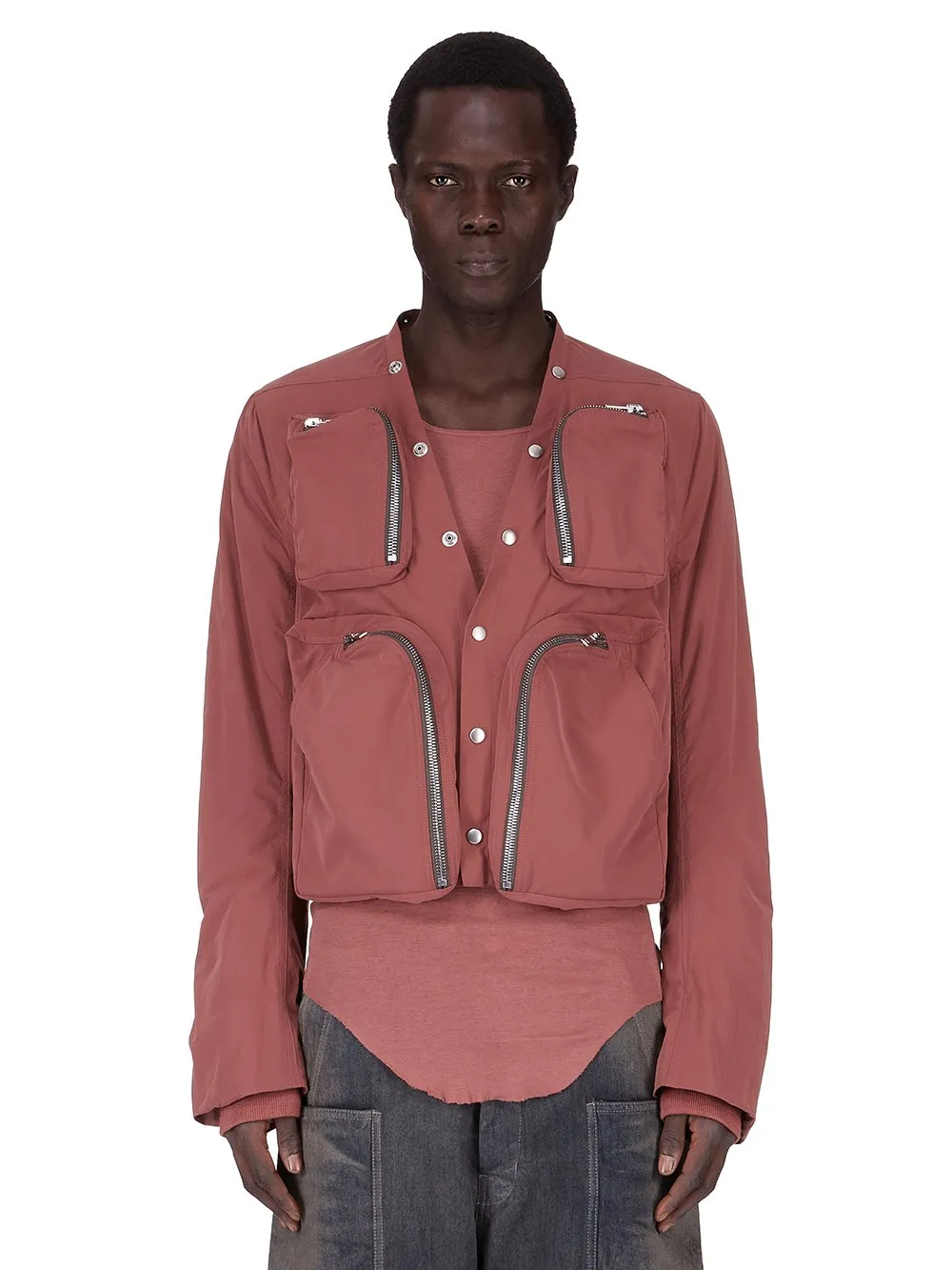 Rick Owens Concordians Cargo Jkt In Rosewood Matte Nylon.