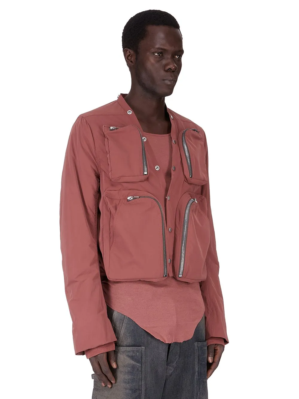Rick Owens Concordians Cargo Jkt In Rosewood Matte Nylon.