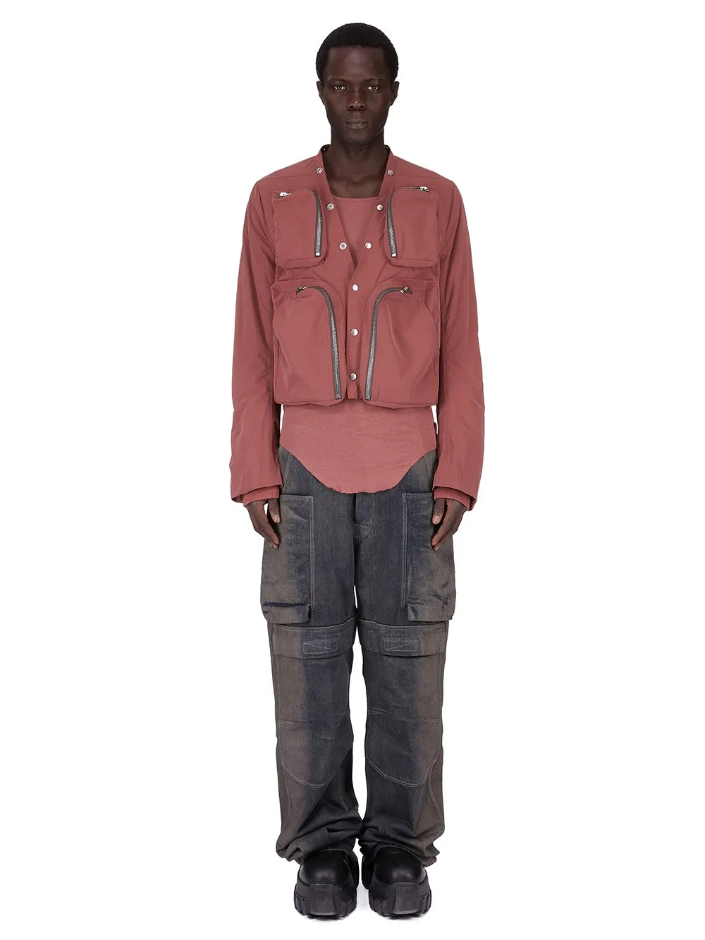 Rick Owens Concordians Cargo Jkt In Rosewood Matte Nylon.