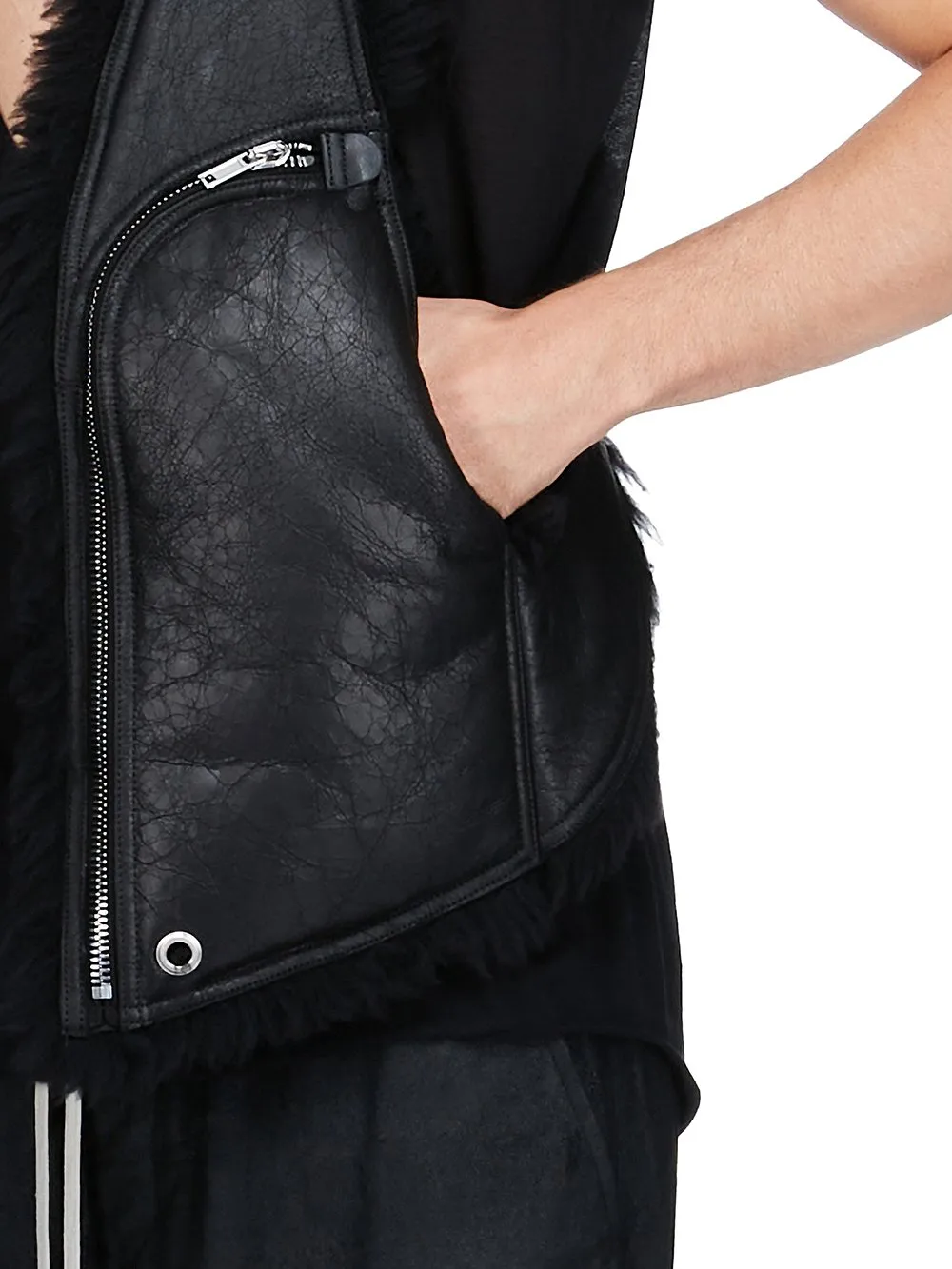 Rick Owens Concordians Bauhaus Vest In Black Curly Shearling