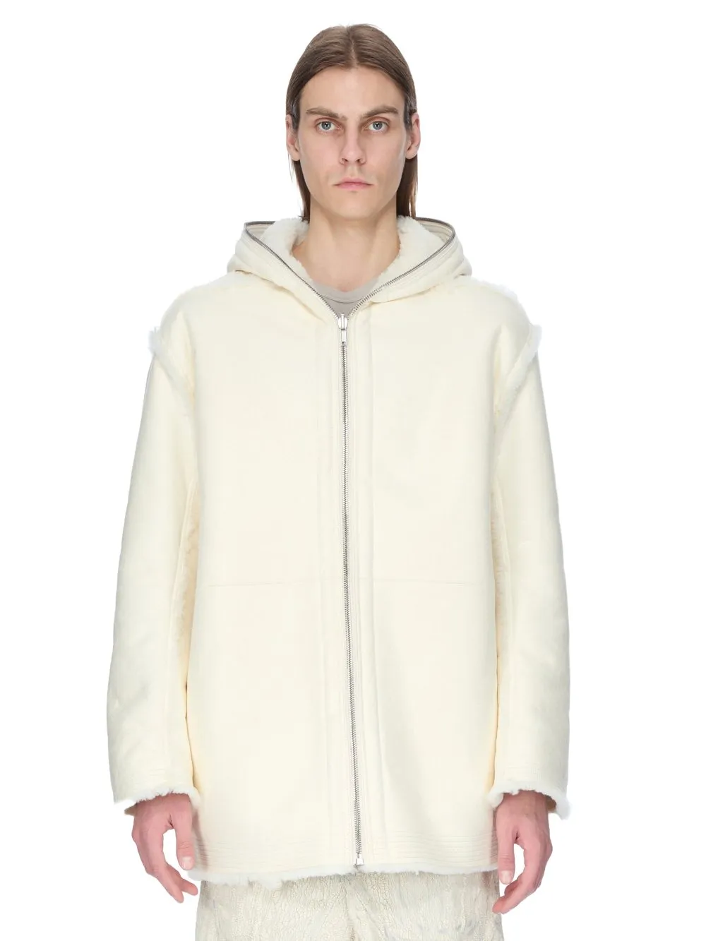 Rick Owens Concordians Gimp Mac Cropped In Albino Shearling
